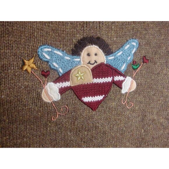 Designer Originals Christmas VEST Sleeveless Sweater USA Theme SZ L Santa Angels - Picture 5 of 6